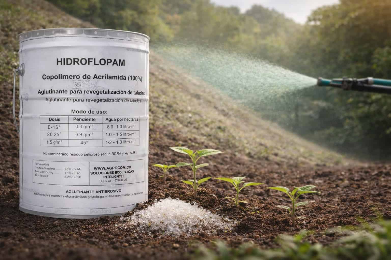 Imagen de hidroretenedores en uso para riego eficiente en agricultura en Medellín.